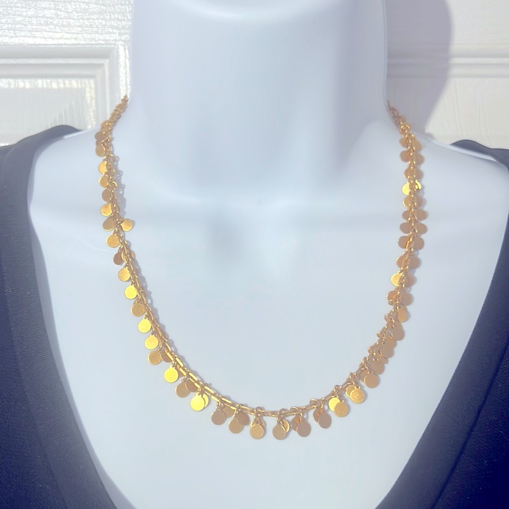 Gold Tone Double Disc Tassel Rolo Chain 19”L Adjustable Necklace, Lord & Taylor